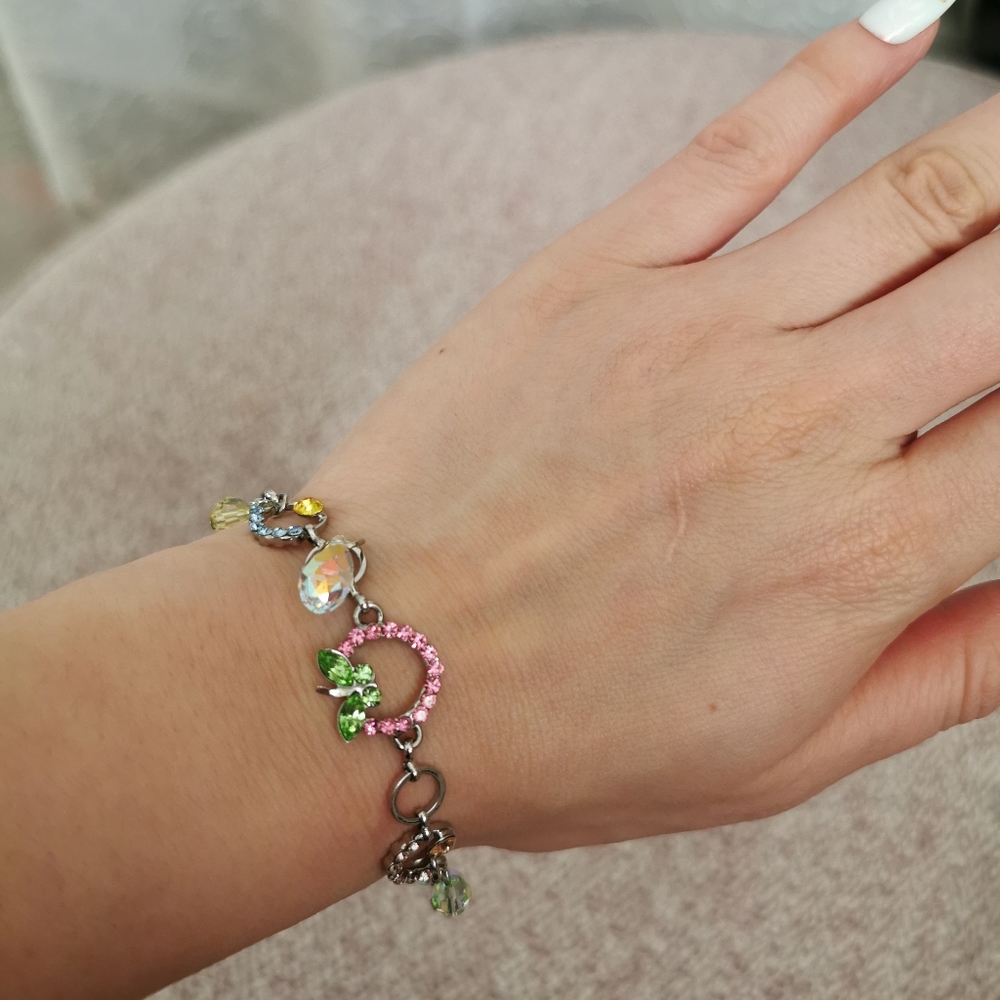 Rhinestone and Swarovski Crystal Apple Bracelet